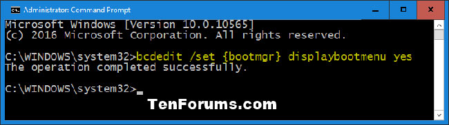 Kích hoạt màn hình F8 Advanced Boot Options trong Windows 10