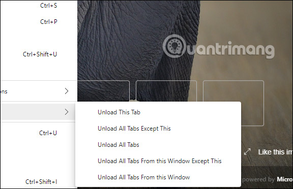 Tùy chọn đóng băng tab
