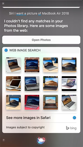Search Google qua Siri