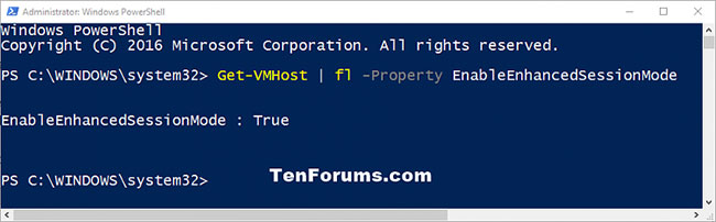 Xem trạng thái hiện tại của Hyper-V Enhanced Session Mode cho tất cả người dùng