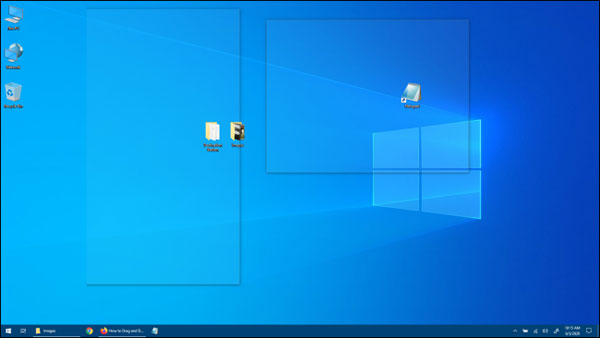 Desktop với những cửa sổ ứng dụng hiện tại hiển thị dưới dạng những đường viền mờ