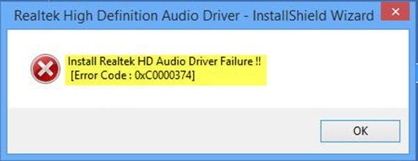 Sửa lỗi Install Realtek HD Audio Driver Failure, Error OxC0000374 trên Windows 10