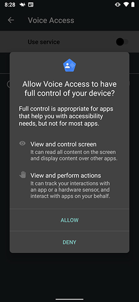 Mở full quyền cho Voice Access trên điện thoại