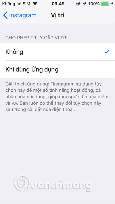 Tắt vị trí Instagram
