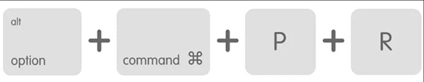 Tổ hợp phím Option + Command + P +R
