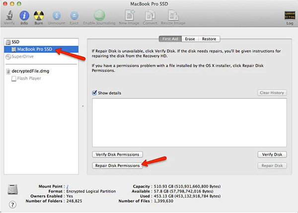 Disk Utility trên macOS phiên bản cũ