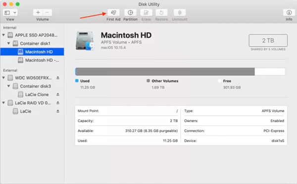 Disk Utility trên macOS Catalina