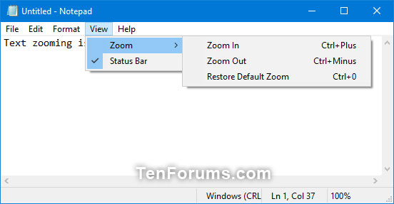 Nhấn vào Zoom và nhấp vào Zoom In hoặc Zoom Out cho đến khi bạn đạt được mức độ mong muốn