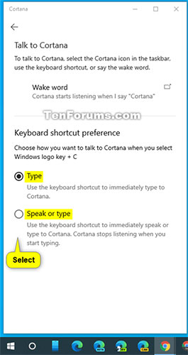 Chọn Type hoặc Speak or type trong Keyboard shortcut preference