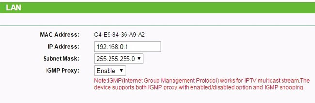 LAN IP (địa chỉ IP mạng LAN)