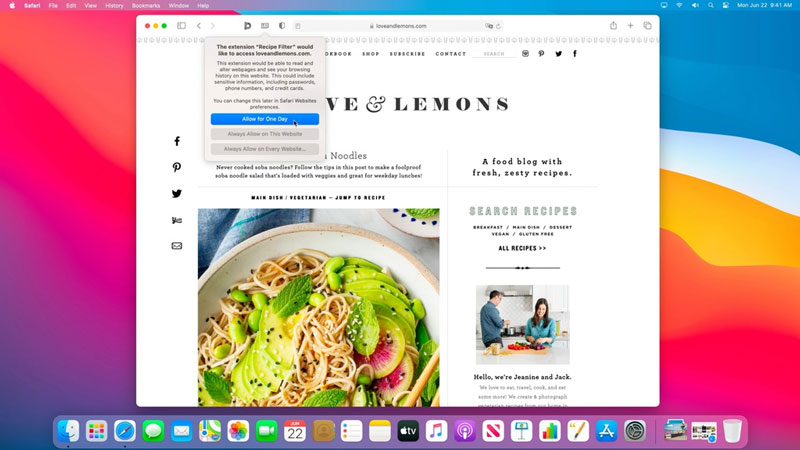 Đây là lần đầu tiên tiện ích mở rộng (extension) xuất hiện trên Safari