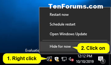 Tạm thời ẩn biểu tượng Windows Update Status cho người dùng hiện tại