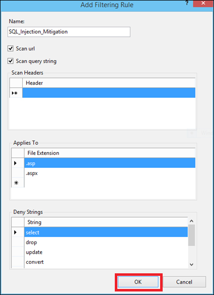 Chọn Add Filtering Rule