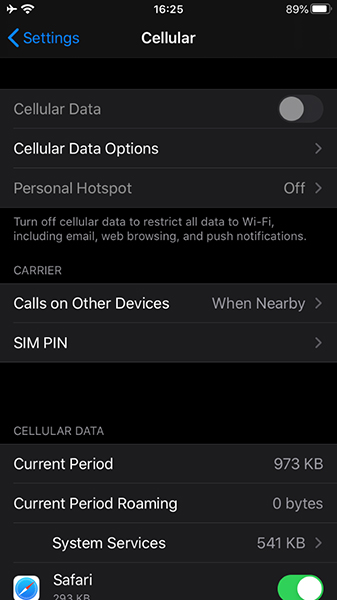 Low Data Mode on iPhone