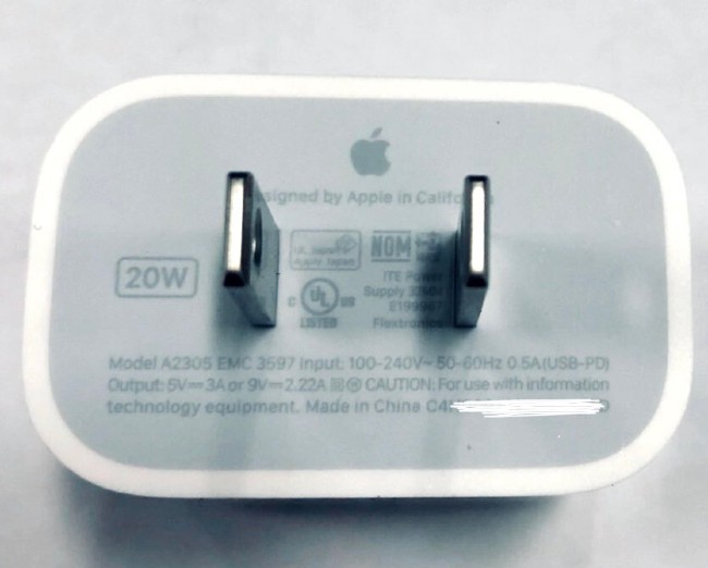 Here is a leaked image of the 20W charger for iPhone 12