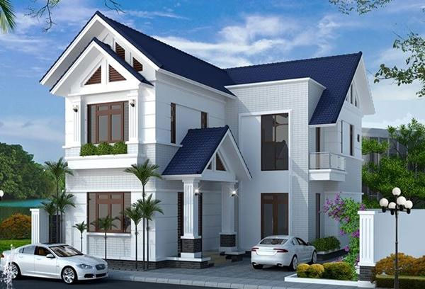 Mẫu nhà chữ L 2 tầng được xây dựng theo phong cách biệt thự hiện đại