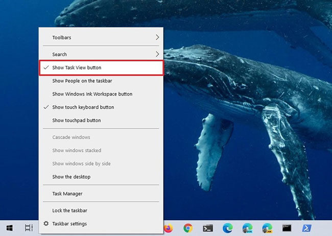 Xóa nút Task View