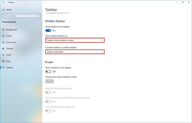 Sử dụng menu drop-down Show taskbar buttons on và chọn tùy chọn Taskbar where the window is open