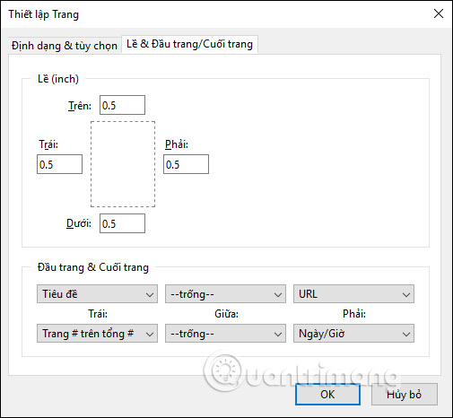 Thiết lập trang in 