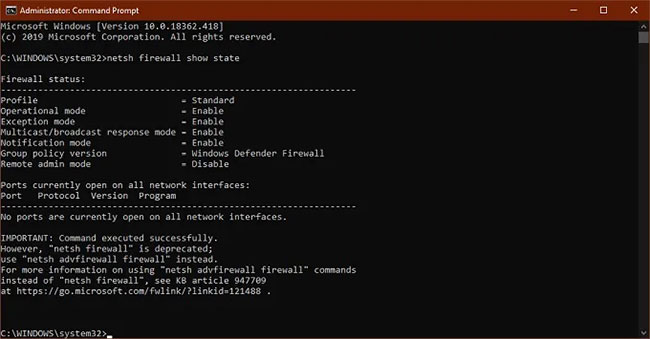 Cổng đang bị Windows Firewall chặn
