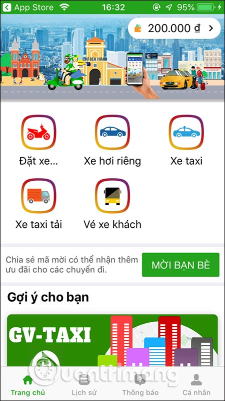Cách dùng app đặt xe GV Taxi nhận 200.000 đồng