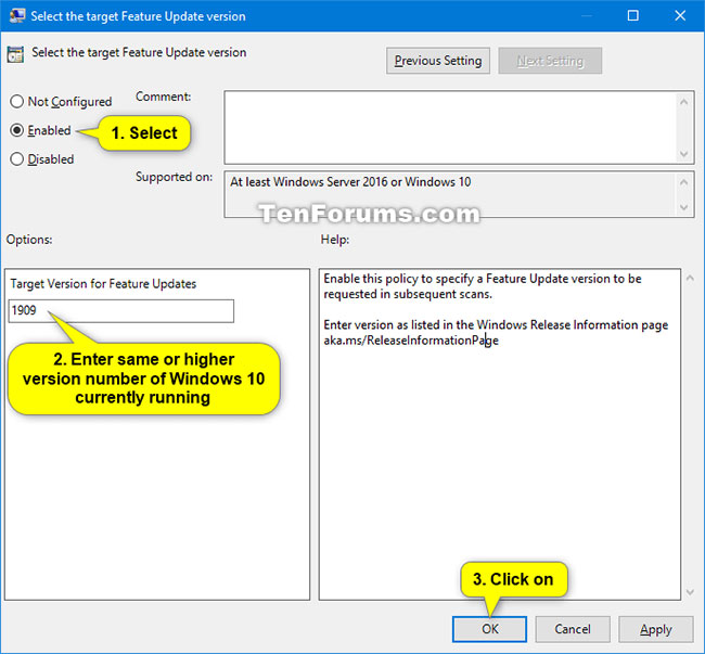 Chọn Not Configured hoặc Disabled