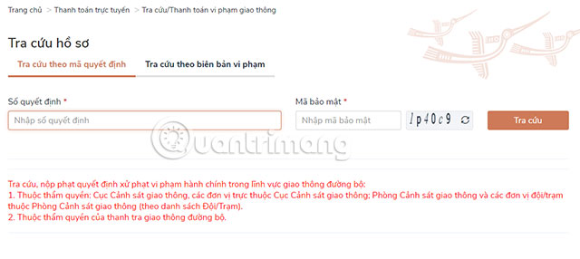 nop phat vi pham giao thong online