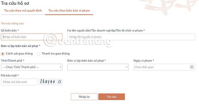 nop phat vi pham giao thong online