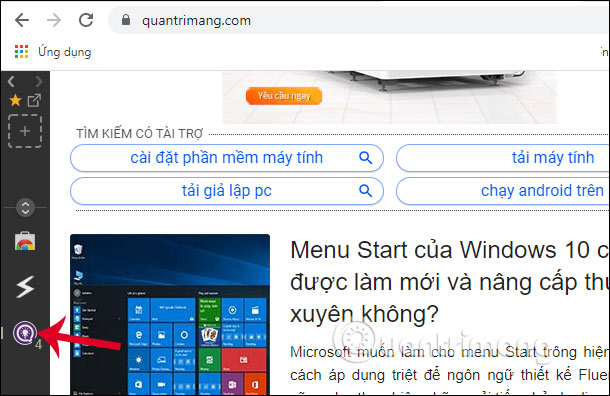 Các tab chung một trang web 