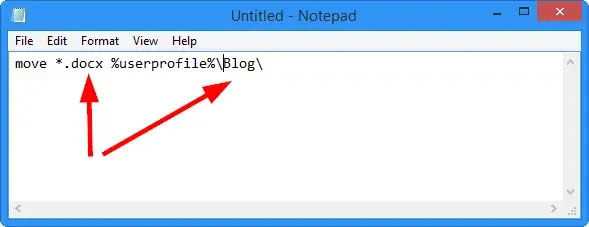 Sao chép và dán lệnh vào Notepad