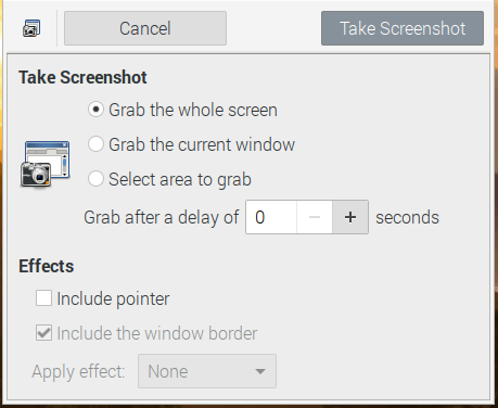 Các tùy chọn chụp màn hình với Gnome Screenshot
