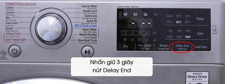 Tính năng khóa trẻ em an toàn trên máy giặt LG