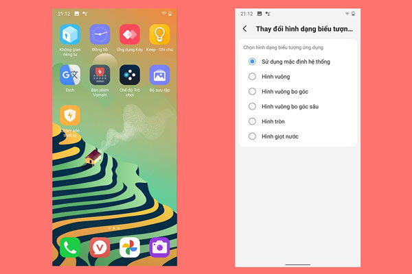 Các biểu tượng trên giao diện VOS 3.0 trên Vsmart Live có kích thước lớn hơn