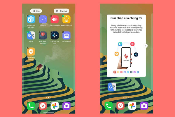 Việc sắp xếp và di chuyển các shortcut ứng dụng được thực hiện dễ dàng