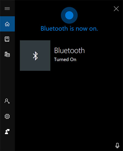 Cortana schaltet Bluetooth ein