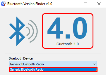 Nhấp vào menu drop-down và chọn thiết bị Bluetooth để hiển thị thông tin về phiên bản Bluetooth