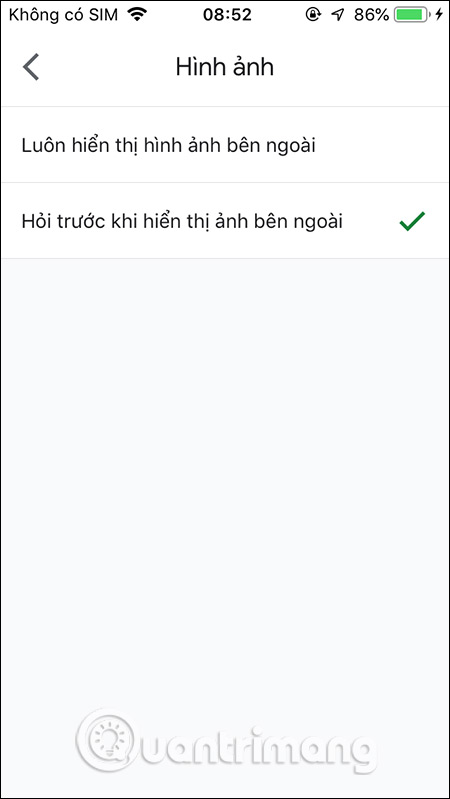 Hỏi trước khi hiện ảnh