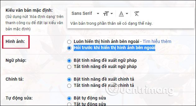 Không hiện trước hình ảnh