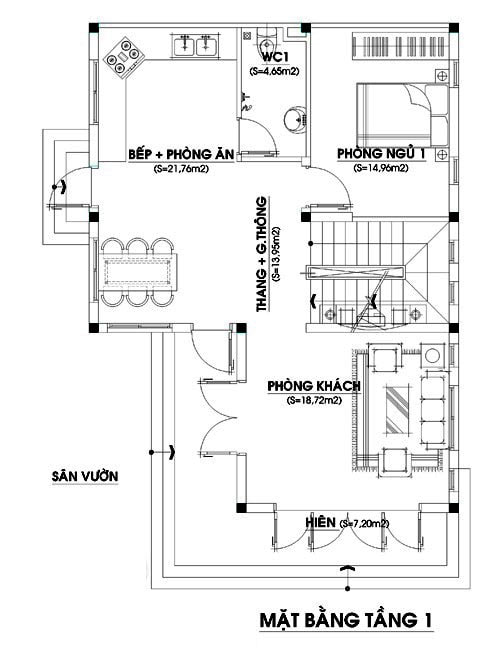 Mặt bằng công năng tầng 1