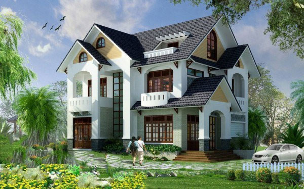 Nhà 2 tầng mái thái hiện đại 120m2 4 phòng ngủ