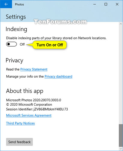 Kích hoạt hoặc vô hiệu hóa Disable indexing parts of your library stored on Network locations