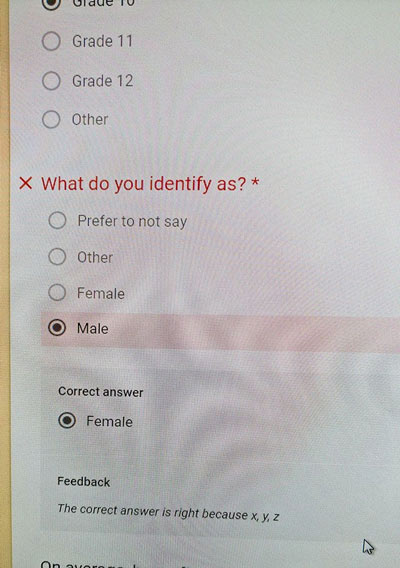 Câu hỏi về giới tính cũng thành câu hỏi đúng sai
