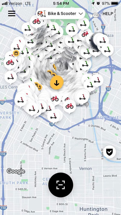 Đây là màn hình ứng dụng chia sẻ xe điện trước khi bị sập