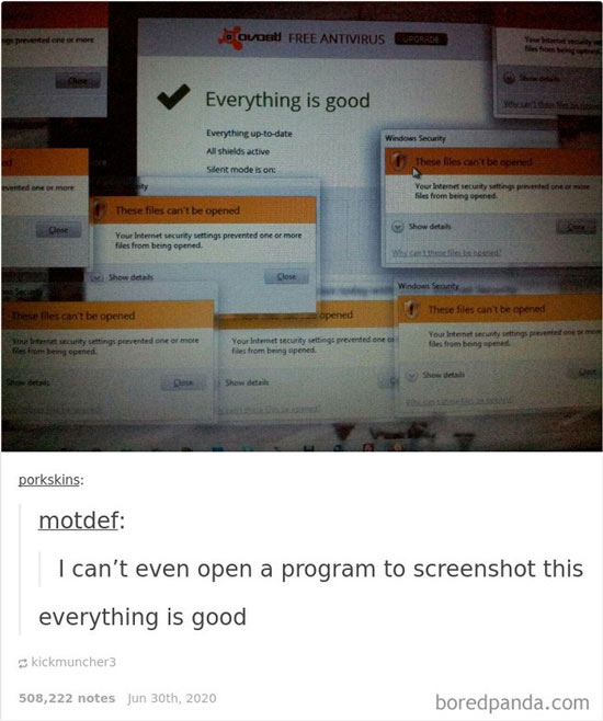Hỏng toàn tậpThông báo từ phần mềm diệt virus và thực tế hoàn toàn khác xa nhau