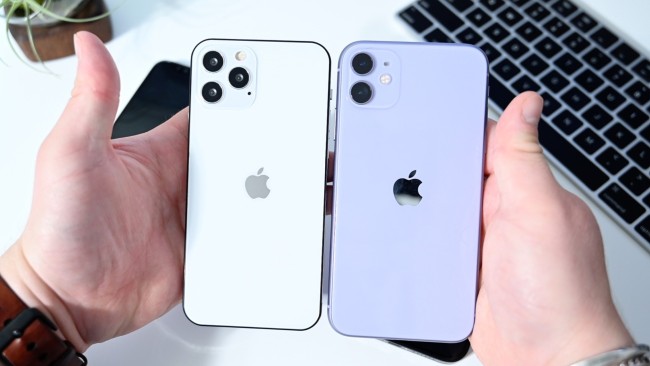 iPhone 12 Pro (Max) with 6.1 inch screen next to iPhone 11 (right)