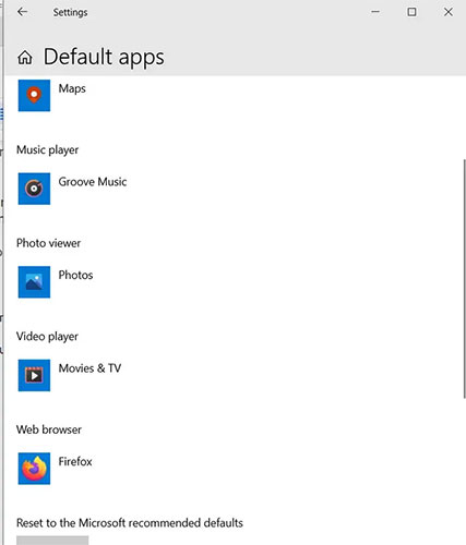 Nhấp vào Default apps