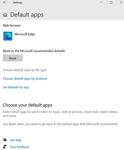 Cuộn xuống cho đến khi bạn nhìn thấy Choose default apps by file type