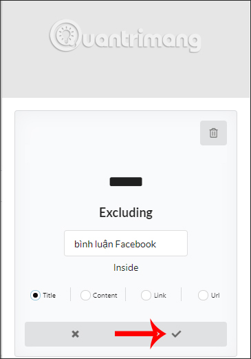 Chọn bộ lọc tìm kiếm