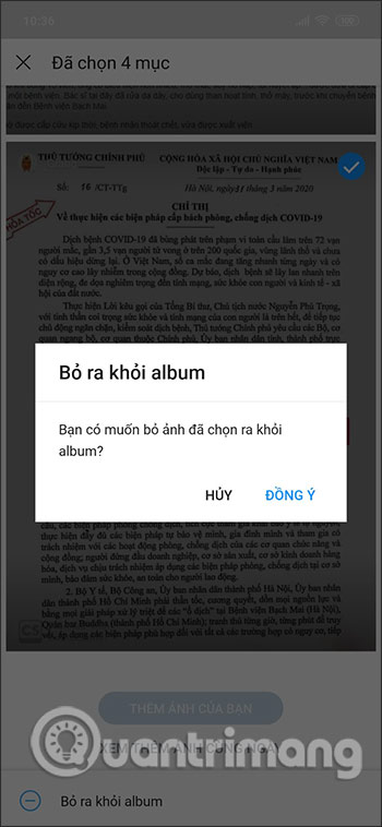 Xóa ảnh khỏi album