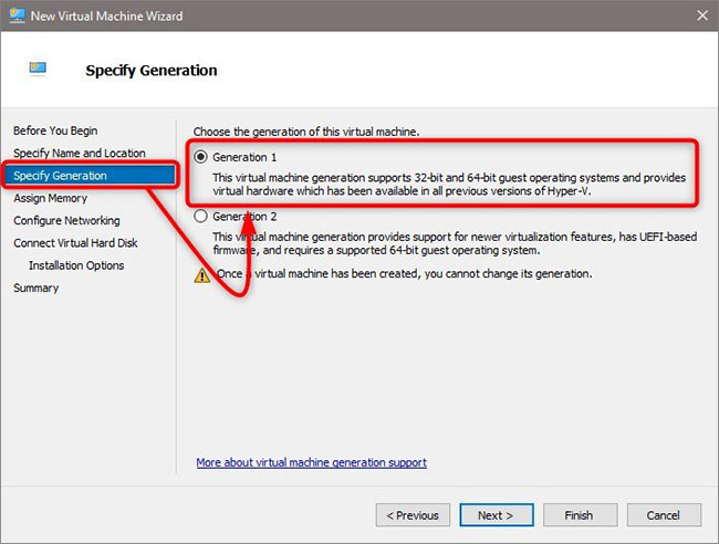Khi tạo XP Mode VM, hãy nhớ rằng nó phải là Generation 1